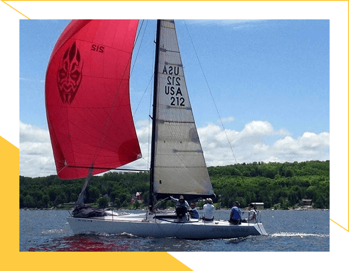 Sailing Boat Using Red Genacker